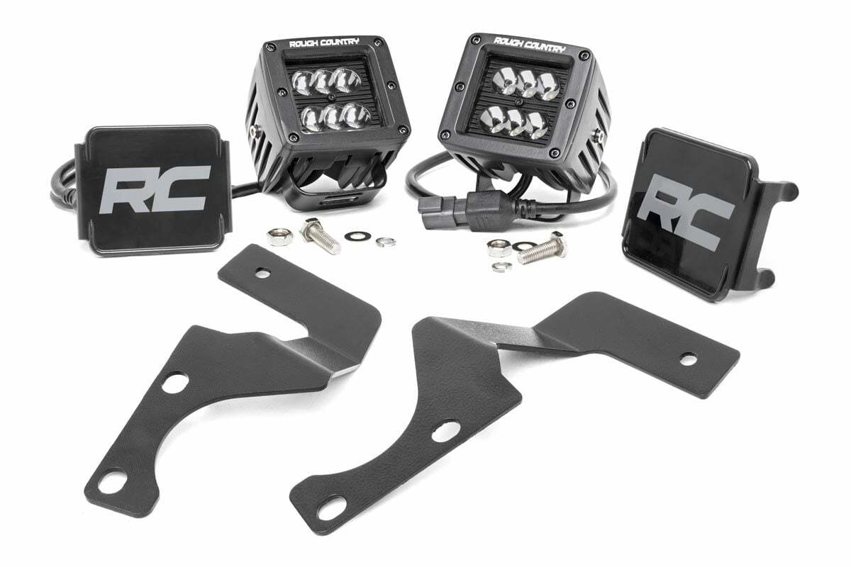 Fits Toyota 4Runner (10-24) LED Light Kit; Ditch Mount; 2" Black Pair; 70799
