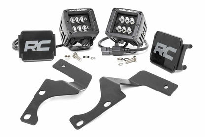 Fits Toyota 4Runner (10-24) LED Light Kit; Ditch Mount; 2" Black Pair; 70799