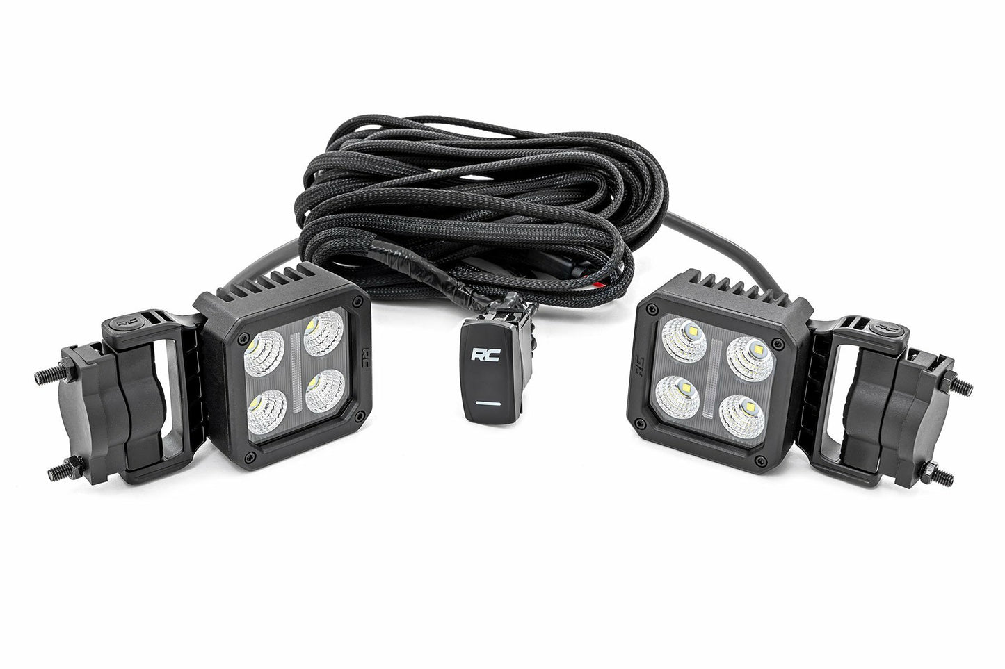 Black Series LED Light Pair; 2 Inch; Flood; Swivel Mount 70802