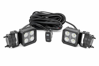 Black Series LED Light Pair; 2 Inch; Flood; Swivel Mount 70802