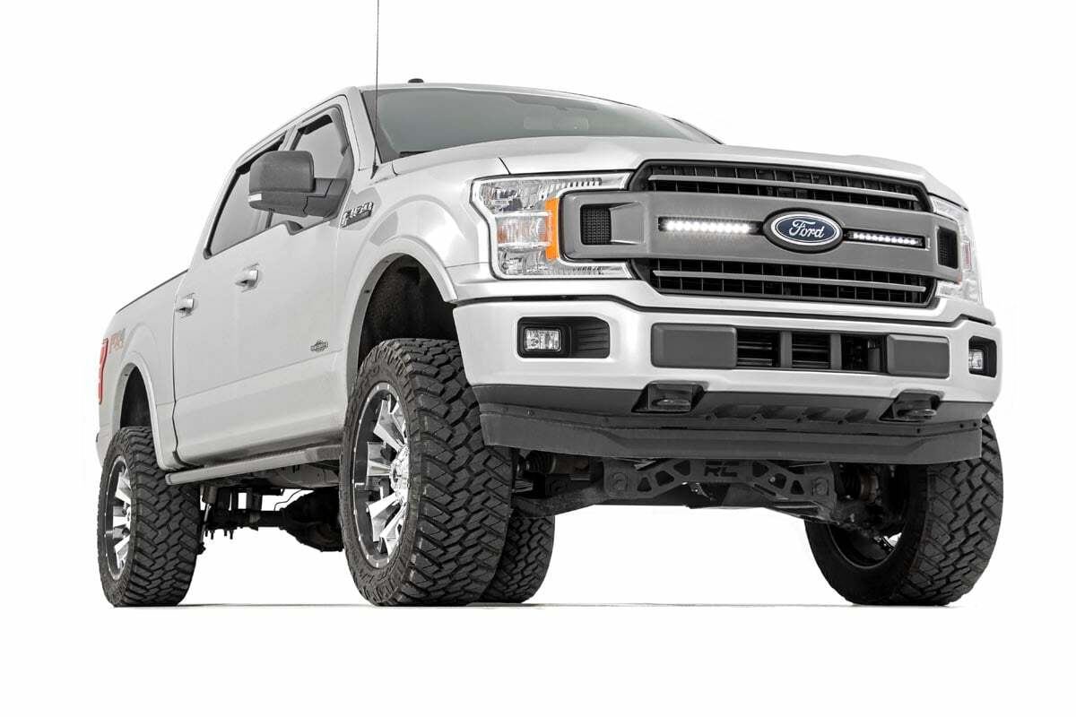 Fits Ford F-150 (18-20) LED Light Kit Grille Mount 10" Black Slimline Pair 70808