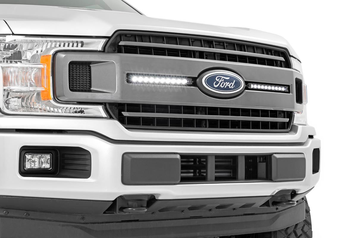 Fits Ford F-150 (18-20) LED Light Kit Grille Mount 10" Black Slimline Pair 70808