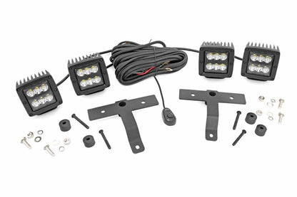 Fits Gladiator JT(18-24) Quad LED Light Cowl Mount 2" Black Pairs Spot 70822