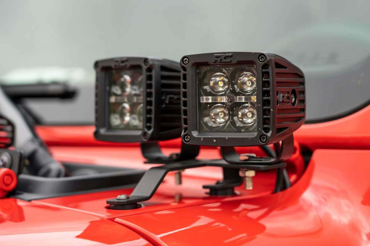 Fits Jeep Gladiator JT(18-24) LED Light Quad Cowl Mount 2" Black Amber DRL 70823