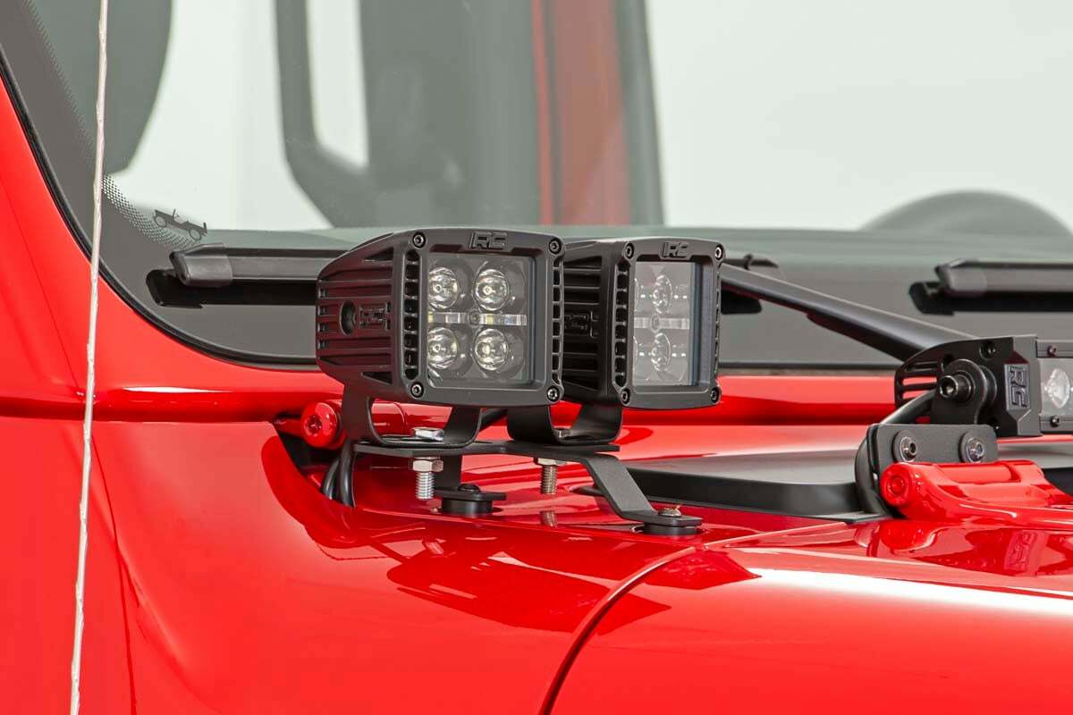 Fits Jeep Gladiator JT(18-24) LED Light Quad Cowl Mount 2" Black Amber DRL 70823