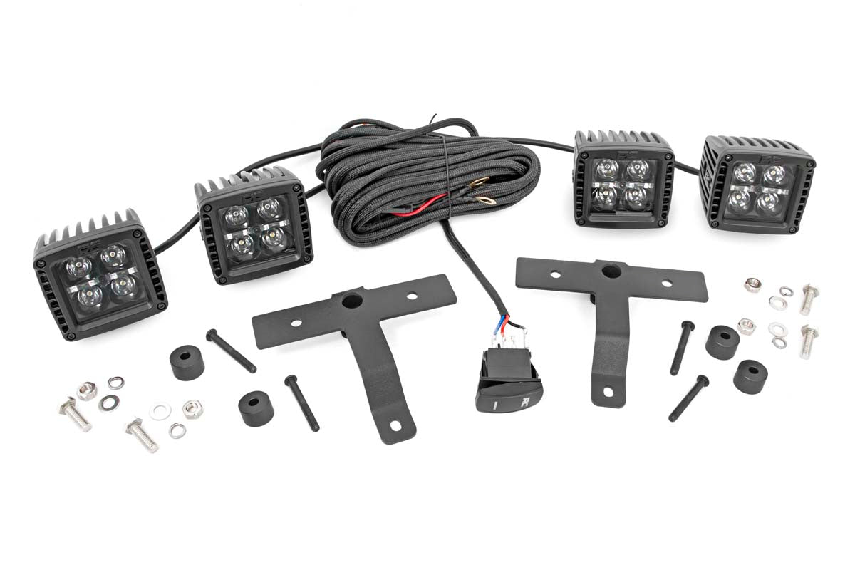 Fits Jeep Gladiator JT(18-24) LED Light Quad Cowl Mount 2" Black White DRL 70824
