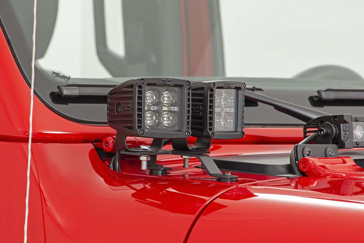Fits Jeep Gladiator JT(18-24) LED Light Quad Cowl Mount 2" Black White DRL 70824