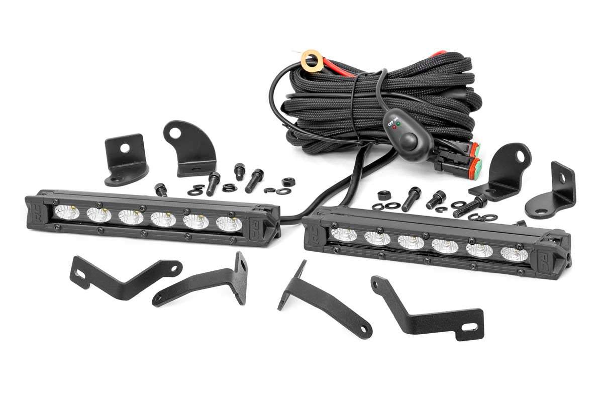 Fits Ford Ranger (19-23) LED Light Kit Bumper Mount 6" Black Slimline Pair 70829