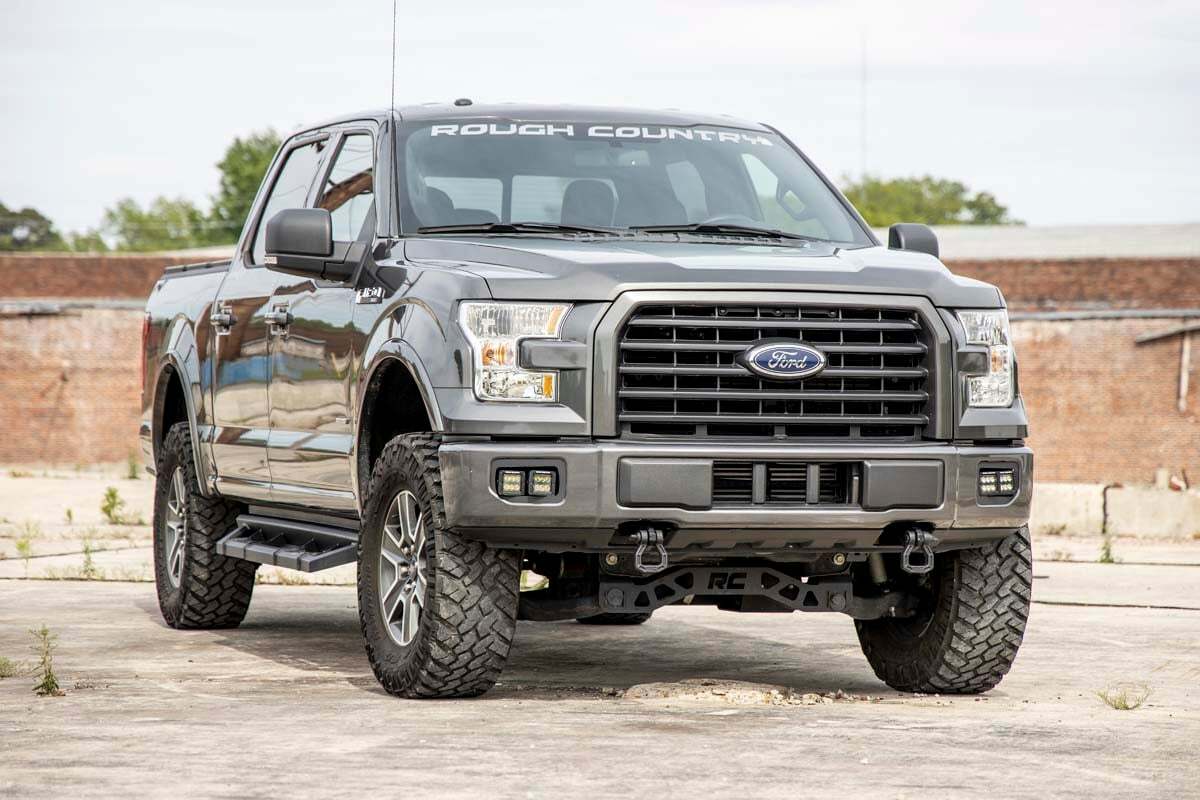 Fits Ford F-150 (15-17) LED Light Kit; Fog Mount; Dual 2" Black Pairs; SAE 70831