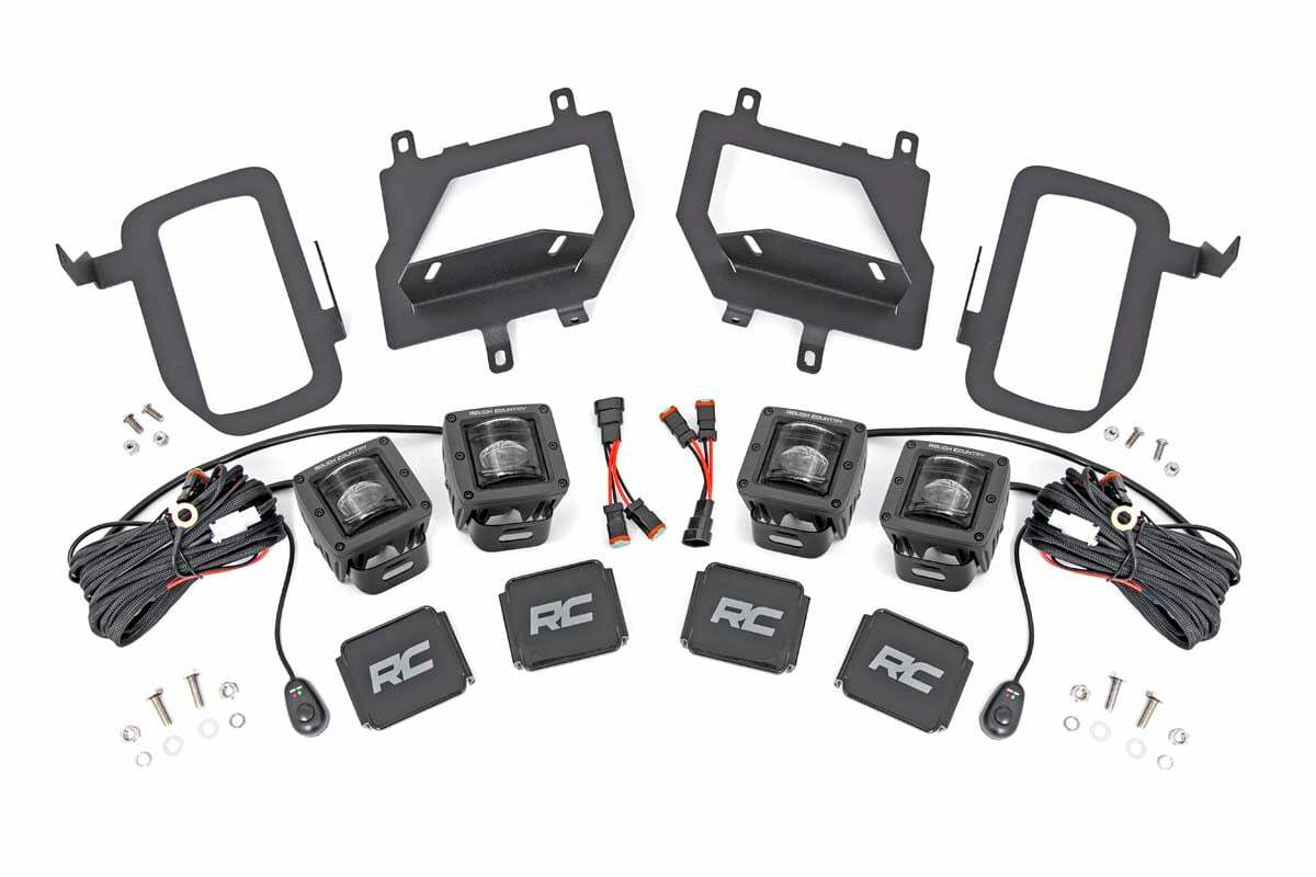 Fits Ford F-150 (15-17) LED Light Kit; Fog Mount; Dual 2" Black Pairs; SAE 70831
