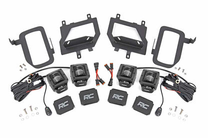 Fits Ford F-150 (15-17) LED Light Kit; Fog Mount; Dual 2" Black Pairs; SAE 70831