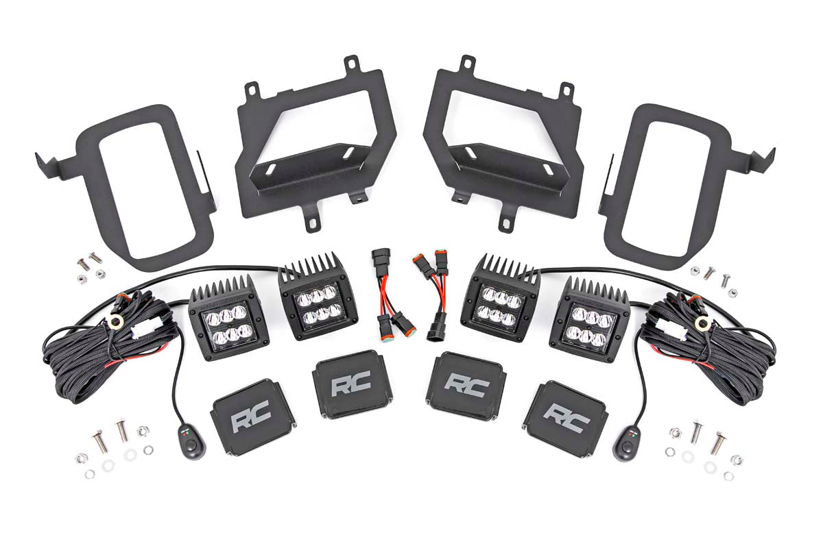 Fits Ford F-150 (15-17) LED Light Kit; Fog Mount; Dual 2" Black Pairs; 0832