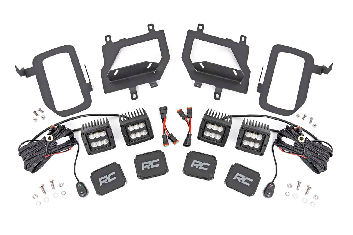 Fits Ford F-150 (15-17) LED Light Kit; Fog Mount; Dual 2" Black Pairs;  70833