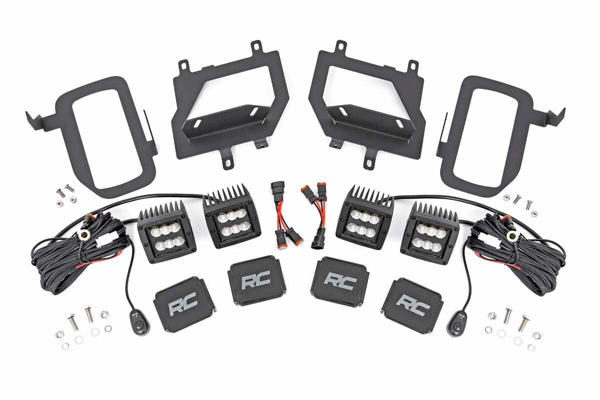 Fits Ford F-150 (15-17) LED Light Kit; Fog Mount; Dual 2" Black Pairs;  70833