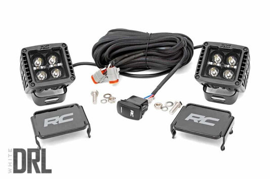2 Inch Black Series LED Light Pods; Spot; Square; Cool White DRL 70903BLKDRL