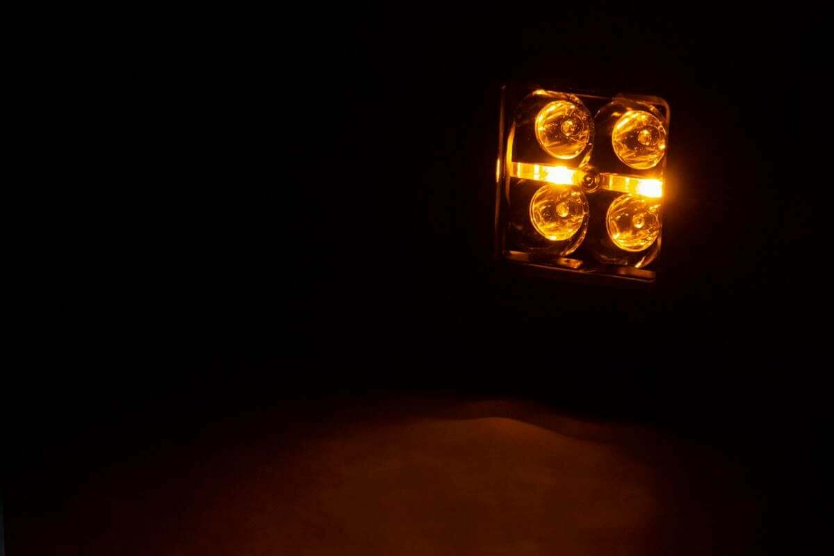 2 Inch Black Series LED Light Pods; Spot; Square; Amber DRL 70903BLKDRLA