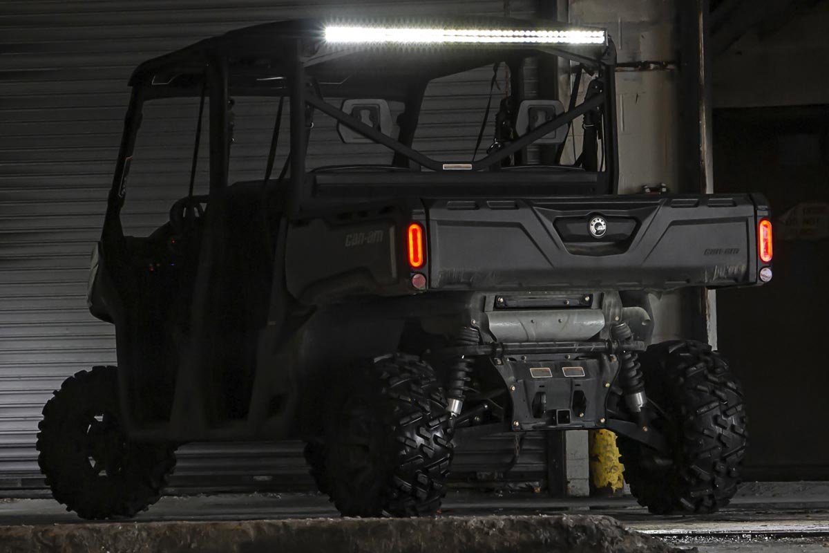 Fits Can-Am Defender MAX HD10 LED Light Kit; Cab Mount; 50" Black Dual Row 71019