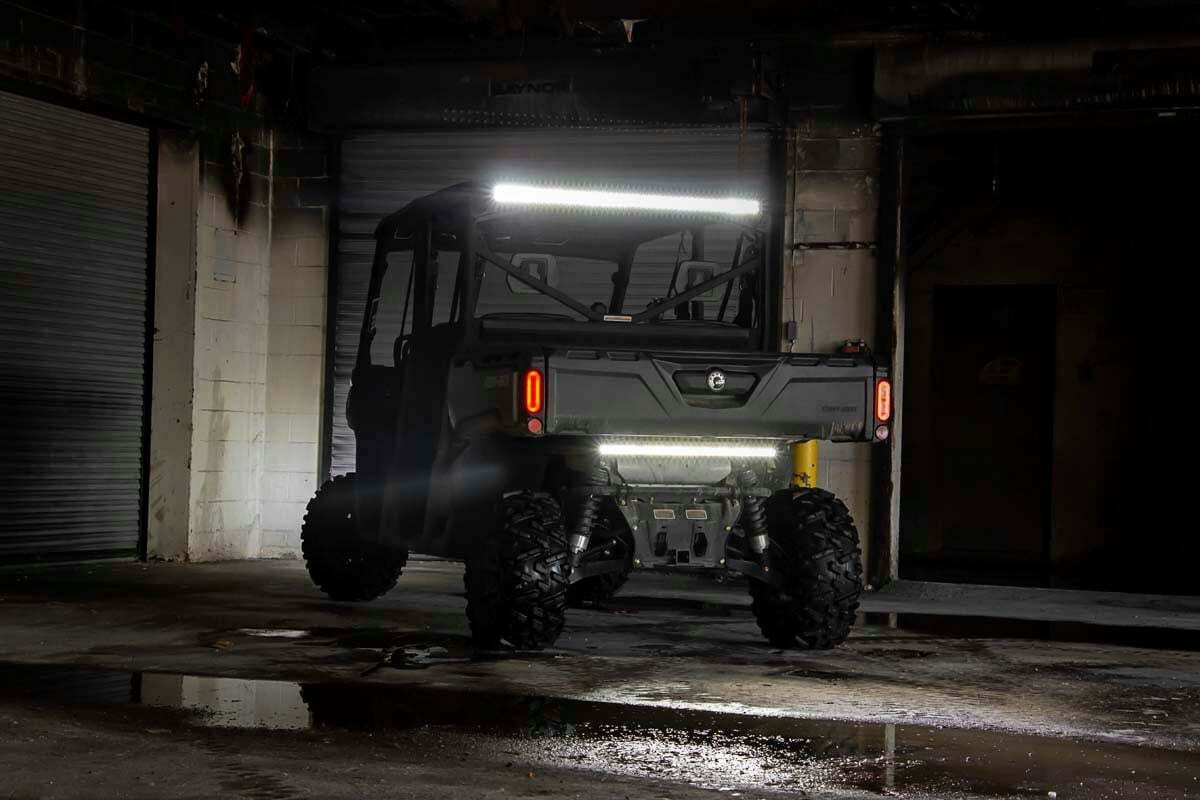 Fits Can-Am Defender MAX HD10 LED Light Kit; Cab Mount; 50" Black Dual Row 71019
