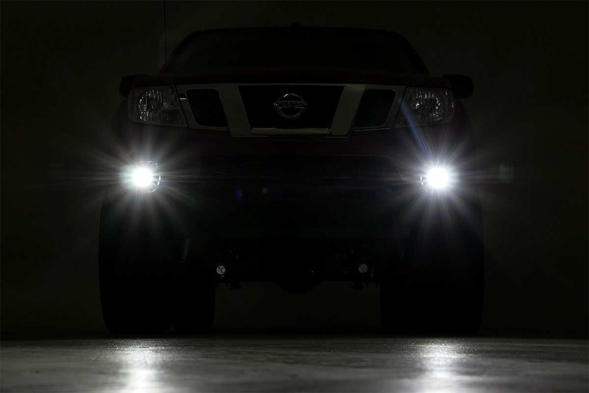 Fits Nissan Frontier (05-20) LED Light Kit; Fog Mount; 2" Black Pair; Spot 71023