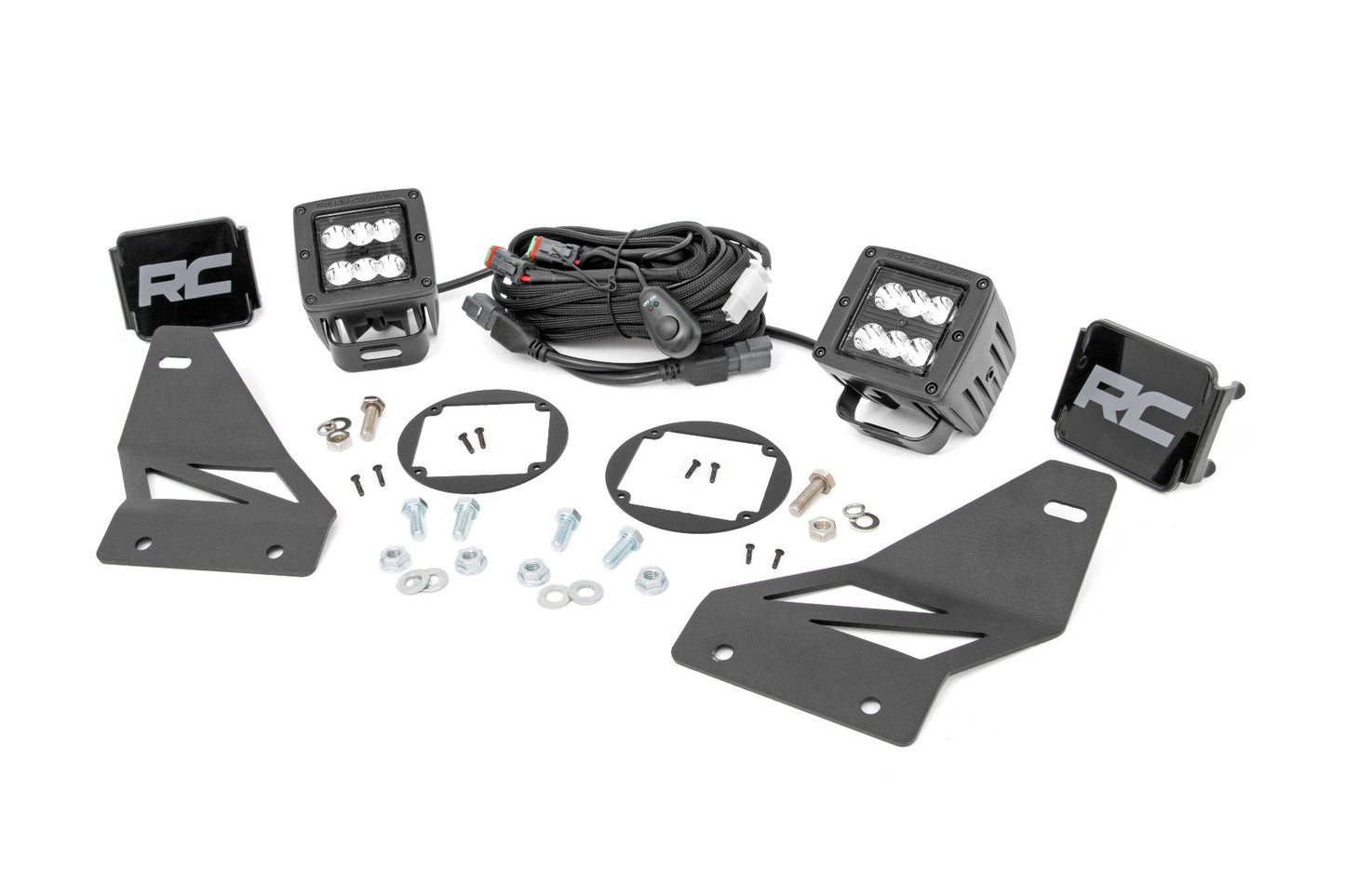 Fits Nissan Frontier (05-20) LED Light Kit; Fog Mount; 2" Black Pair; Spot 71023
