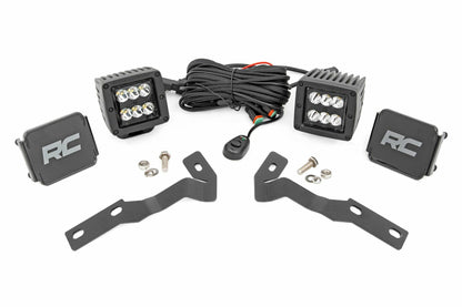 Fits Toyota Tacoma (16-23) LED Light Kit; Ditch Mount; 2" Black Pair; Spot 71080