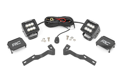 Fits Toyota Tacoma (16-23) LED Light Kit; Ditch Mount; 2" Black Pair;  71081