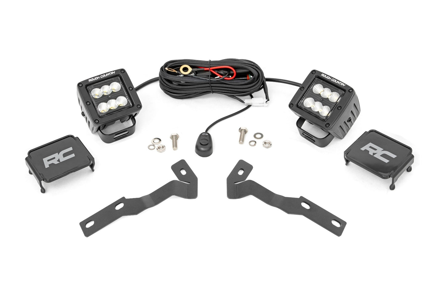 Fits Toyota Tacoma (16-23) LED Light Kit; Ditch Mount; 2" Black Pair;  71081