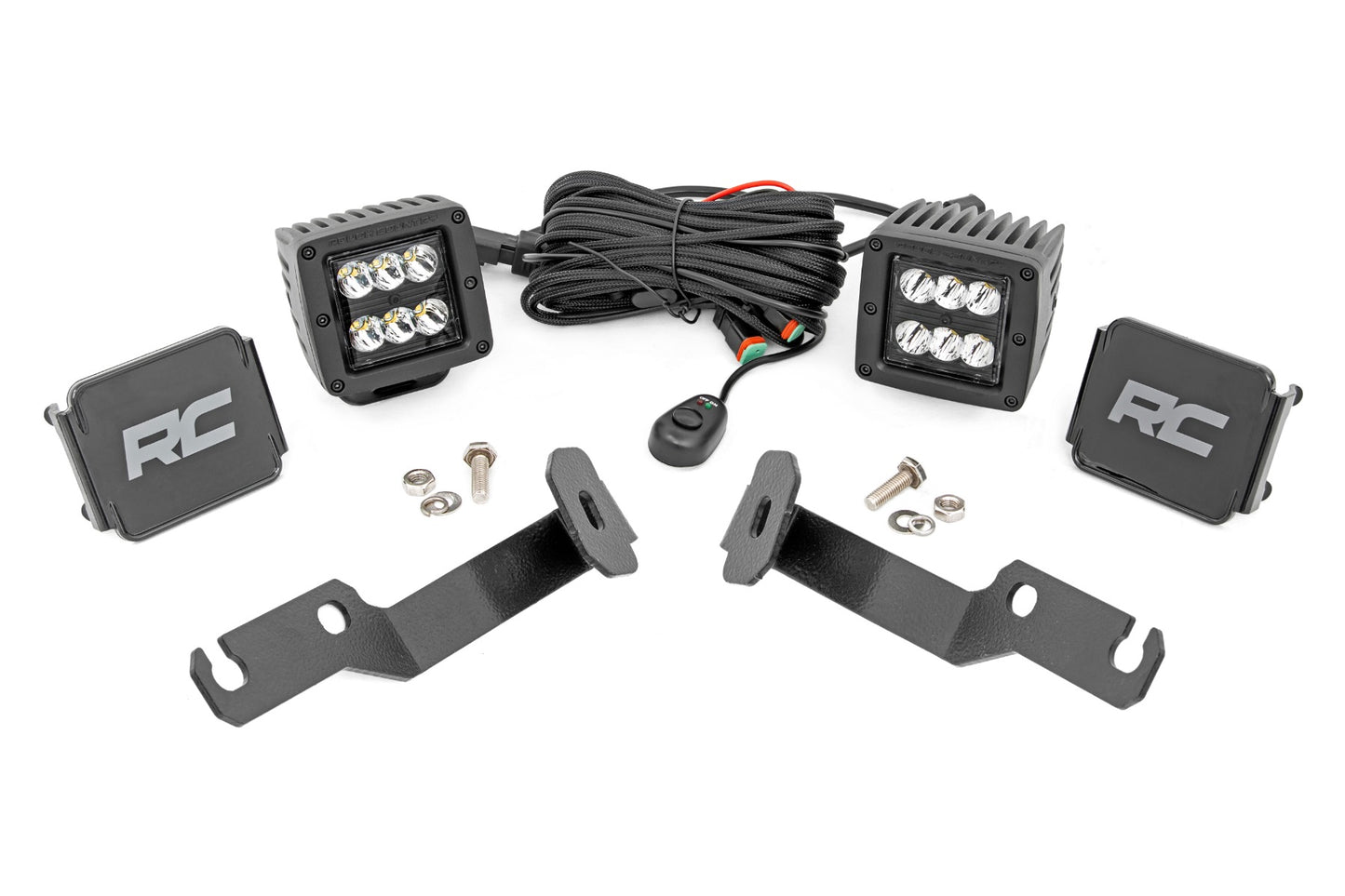 Fits Toyota Tacoma (05-15) LED Light Kit; Ditch Mount; 2" Black Pair; Spot 71087