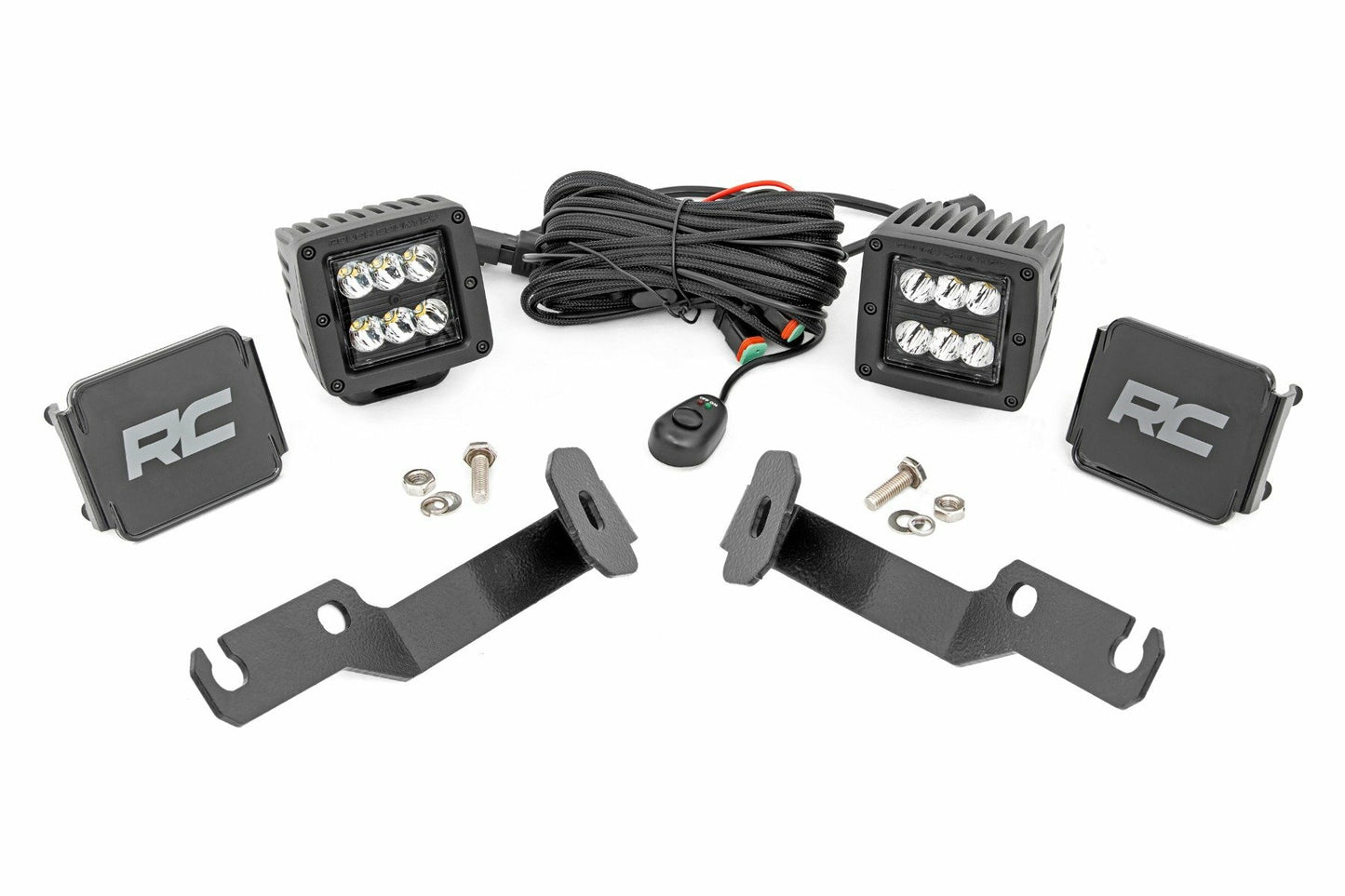 Fits Toyota Tacoma (05-15) LED Light Kit; Ditch Mount; 2" Black Pair; Spot 71087