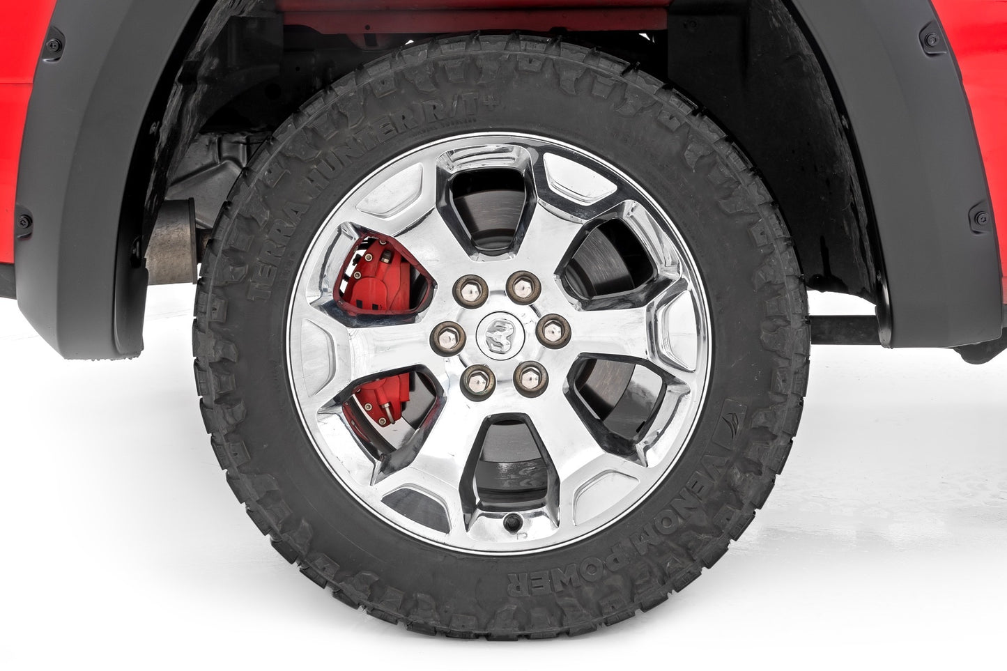Fits Ram 1500 2WD/4WD (2019-2025) Caliper Covers; Front and Rear; Red; 71148A