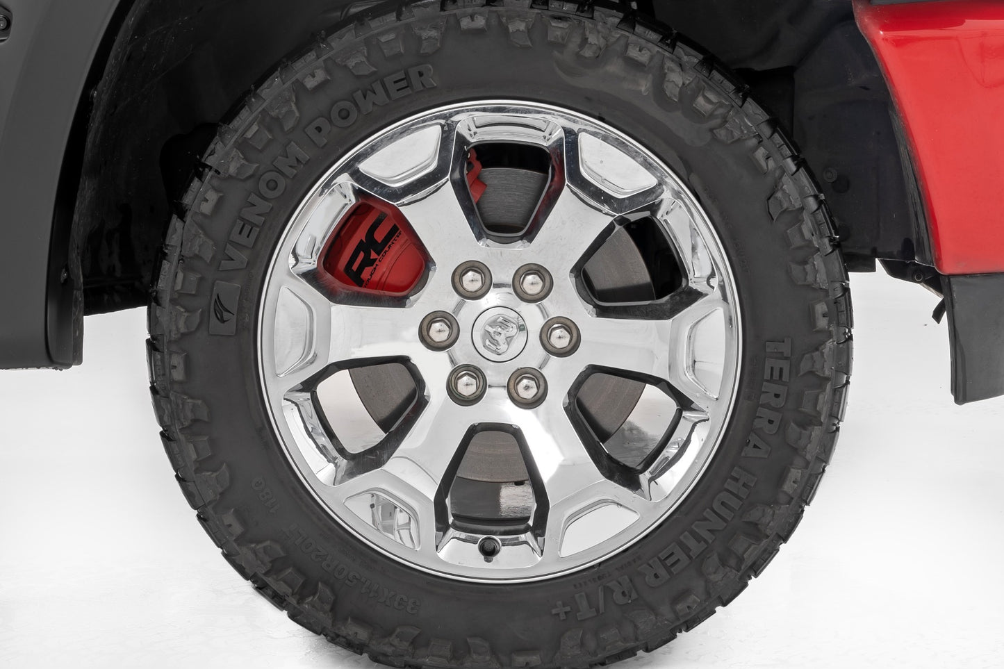 Fits Ram 1500 2WD/4WD (2019-2025) Caliper Covers; Front and Rear; Red; 71148A