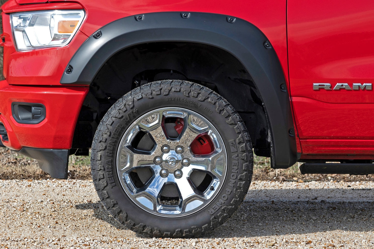 Fits Ram 1500 2WD/4WD (2019-2025) Caliper Covers; Front and Rear; Red; 71148A