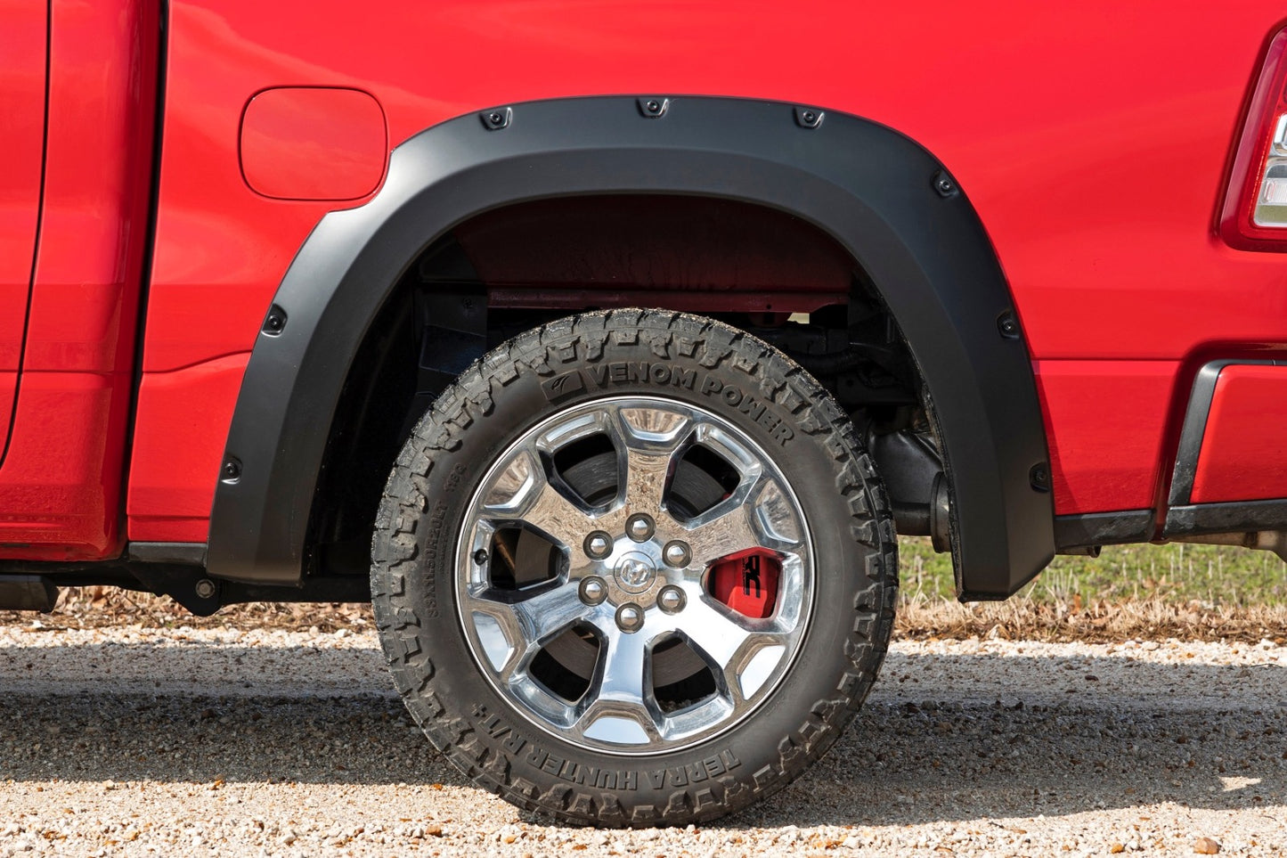 Fits Ram 1500 2WD/4WD (2019-2025) Caliper Covers; Front and Rear; Red; 71148A