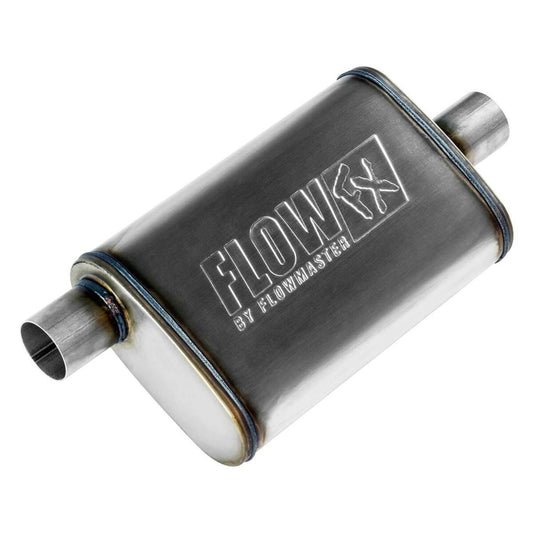 Flowmaster FlowFX Muffler 2.25 Offset In/ 2.25 Center Out Moderate Sound Stainless 71225 - Performance Mufflers Car Part People
