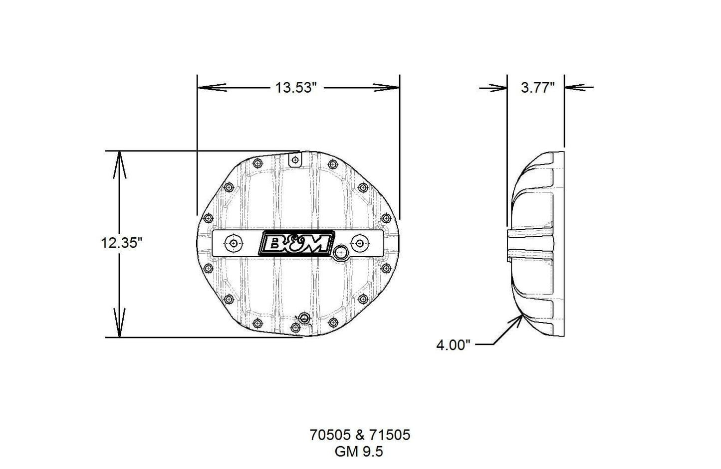 B&M Hi-Tek Aluminum Differential Cover for GM 9.5-inch 14-bolt - Black - 71505