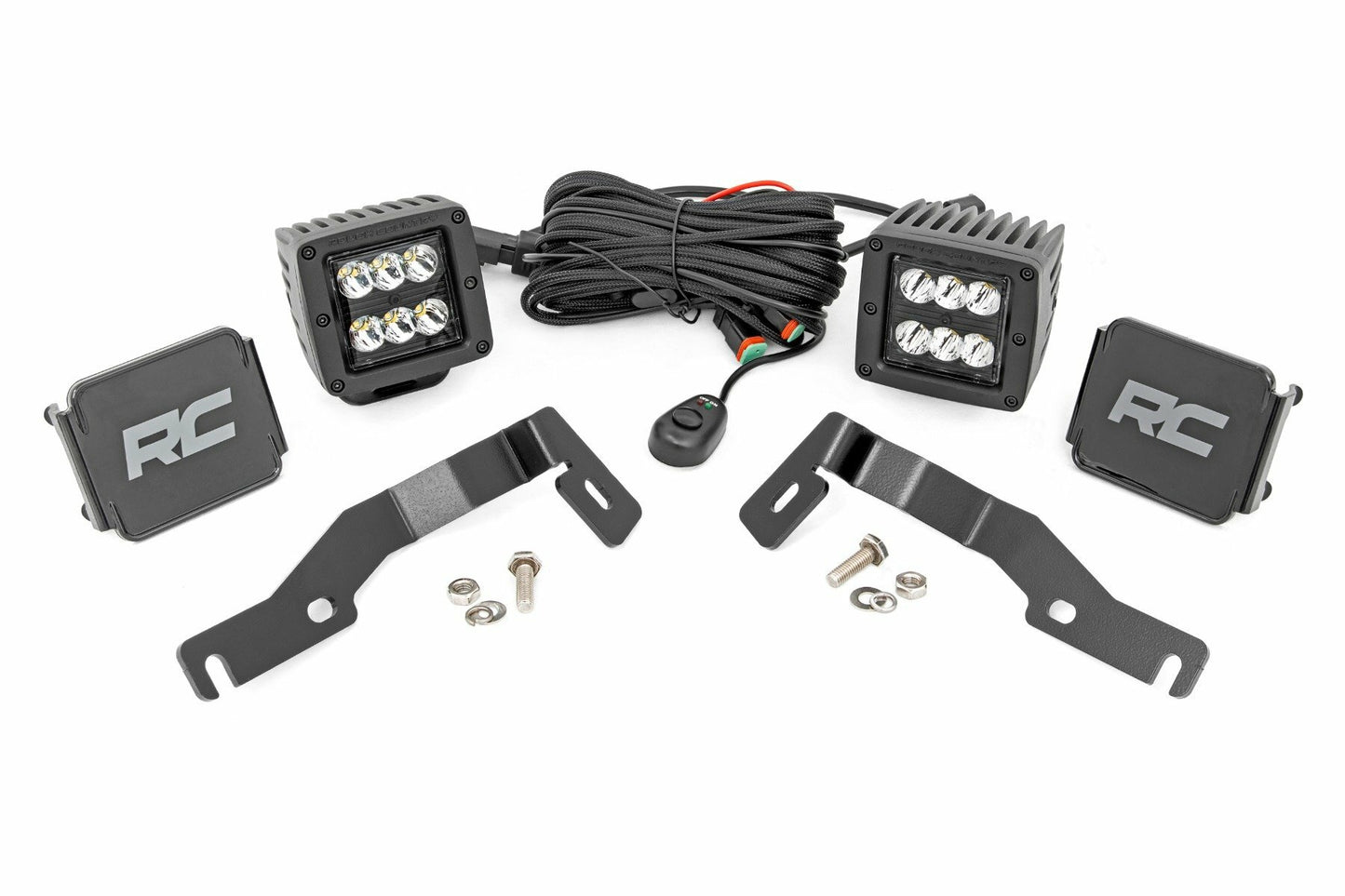 Fits Toyota Tacoma (2024) LED Light Kit; Ditch Mount; 2" Black Pair; Spot; 72101