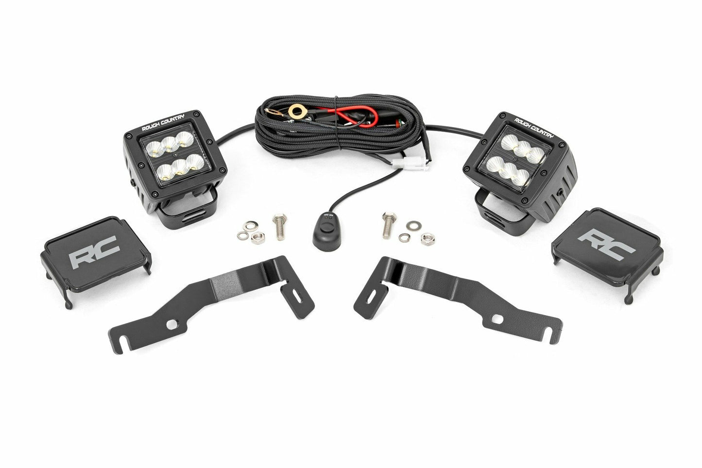Fits Toyota Tacoma (2024) LED Light Kit; Ditch Mount; 2" Black Pair; Flood 72102