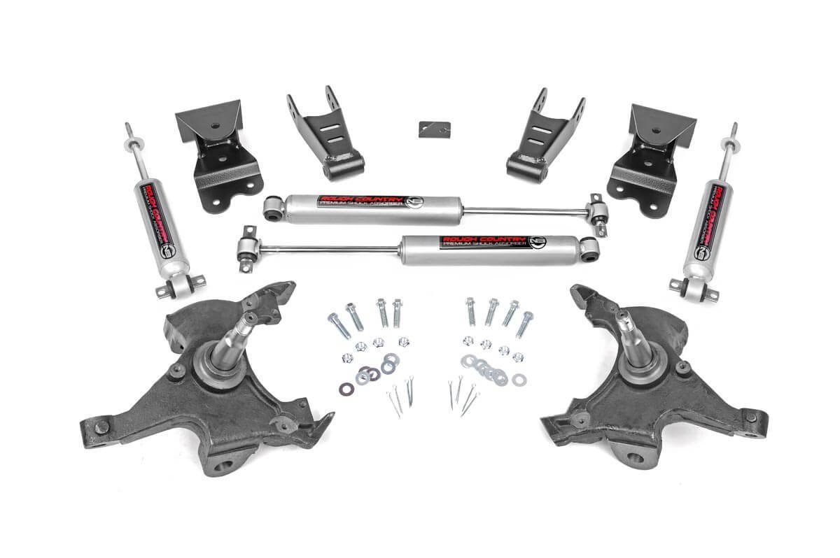 Fits Chevy C1500/K1500 Truck 2WD (88-99) Lowering Kit; 2" FR; 4" RR; 725.2