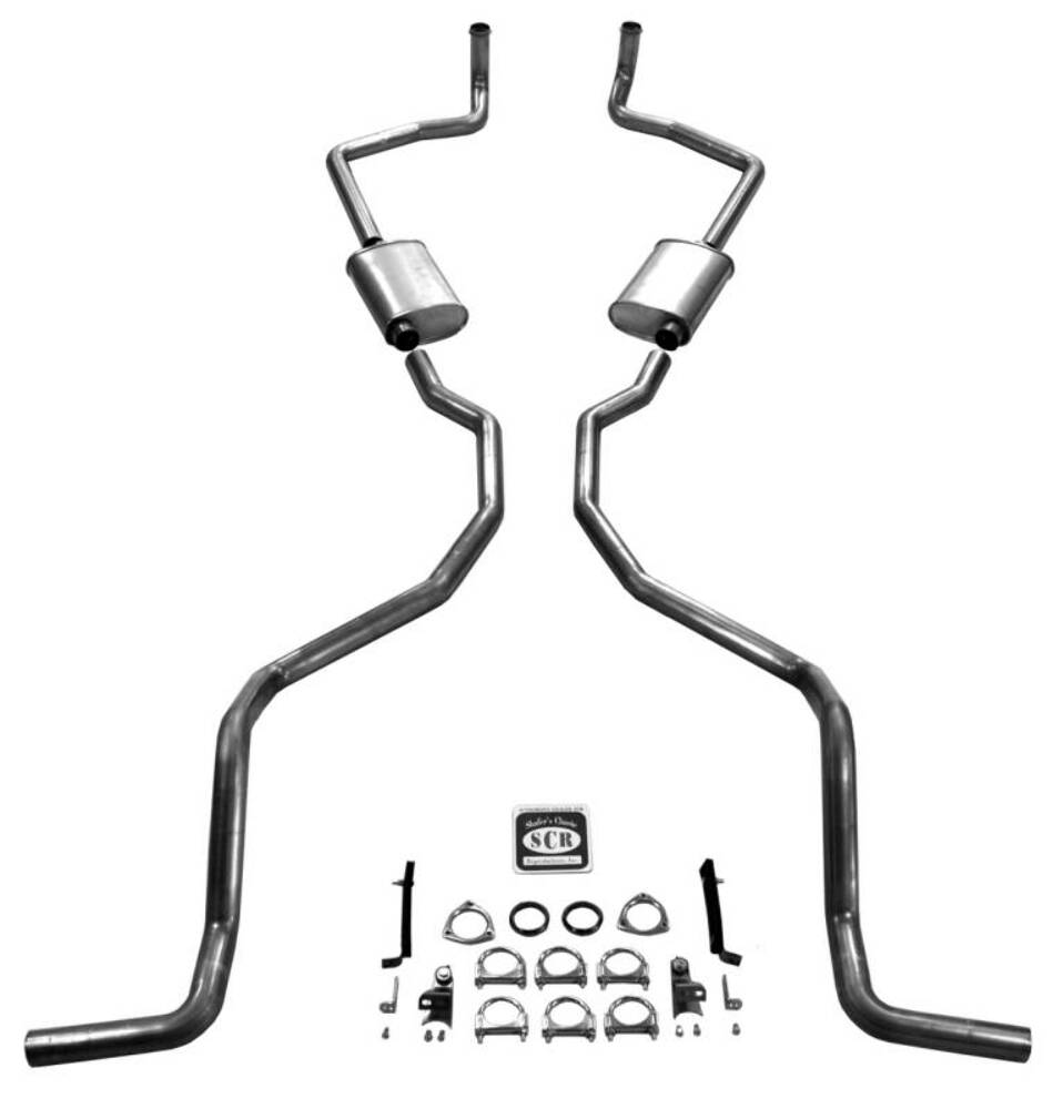 Fits 1959 El Camino and SW exc. 9 Passenger 348 Dual Exhaust System with 2-1/2" exhaust pipes and 2-1/2" tailpipes 73073