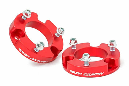 Fits Toyota Tacoma 2WD/4WD (2005-2023) 2 Inch Leveling Kit; Aluminum; Red 744RED