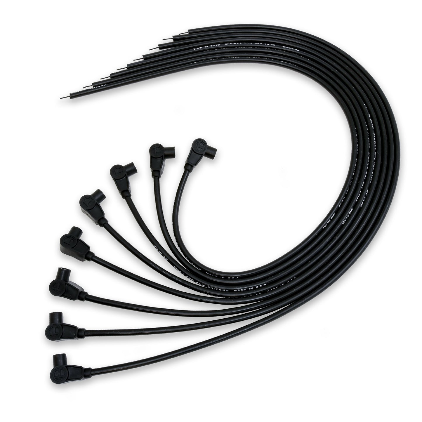 Spark Plug Wire Set Universal 8mm Silicone Spiro Pro 90? 350 ohm/ft Black 73061
