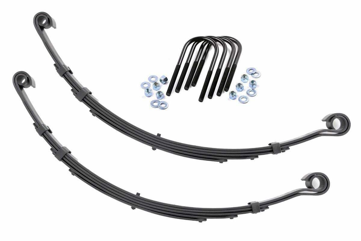 Fits Jeep CJ 5 4WD (1976-1983) Front Leaf Springs; 4" Lift; Pair; 8019Kit