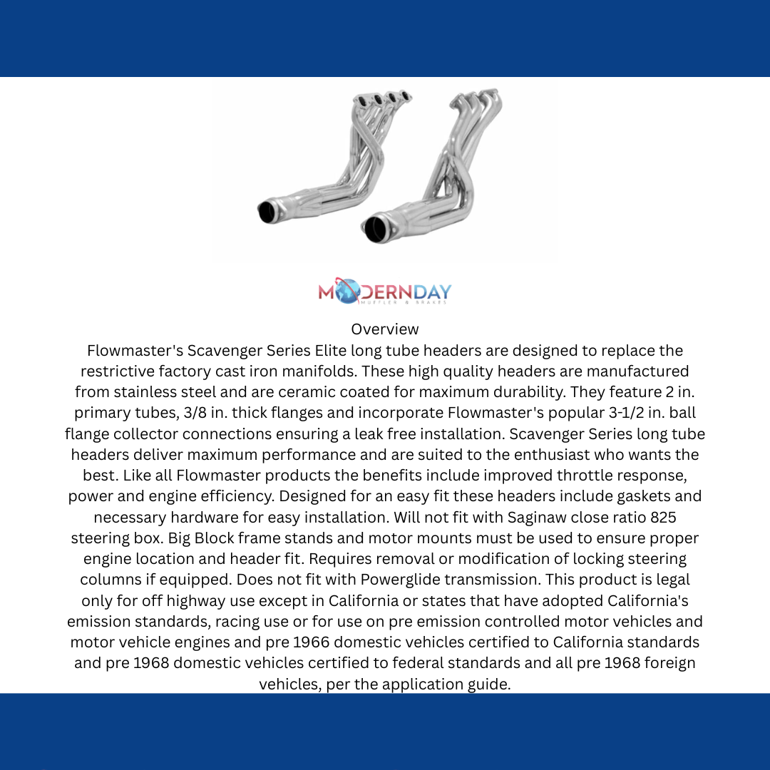 1968-1973 Chevrolet Chevelle Header Flowmaster Scavenger Series Elite 814114