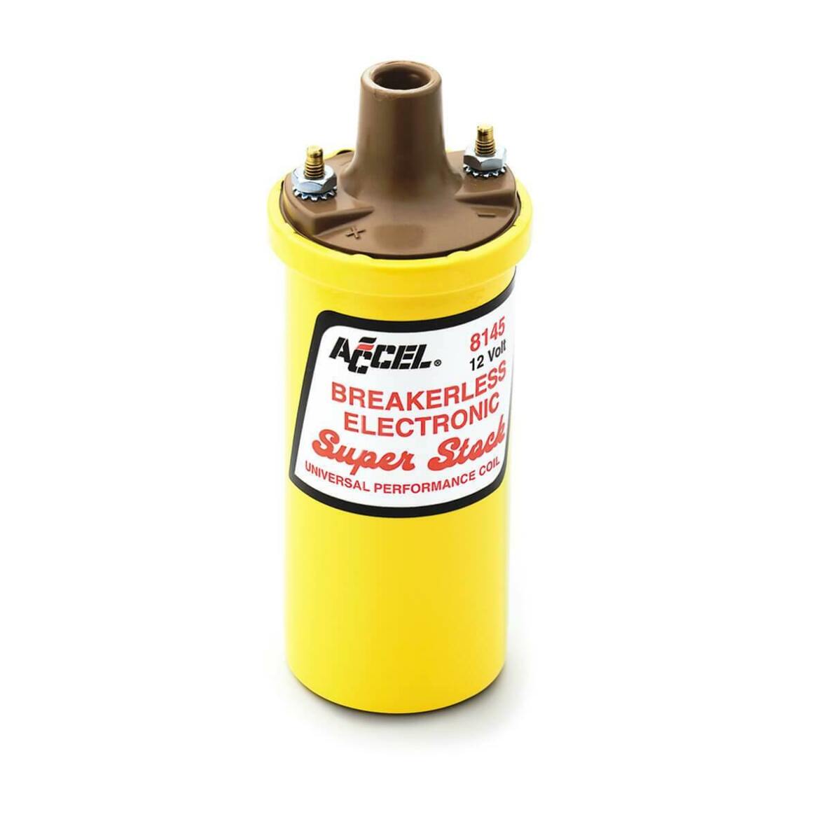 ACCEL Ignition Coil - SuperStock - Breakerless Electronic Coil - Yellow -8145ACC