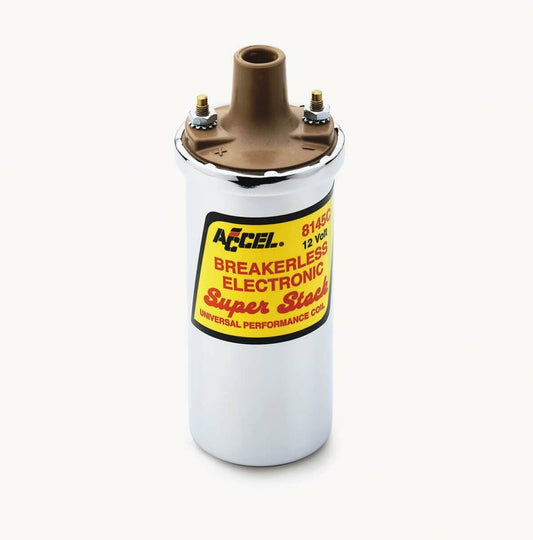 ACCEL Ignition Coil - SuperStock - Breakerless Electronic Coil - Chrome - 8145C