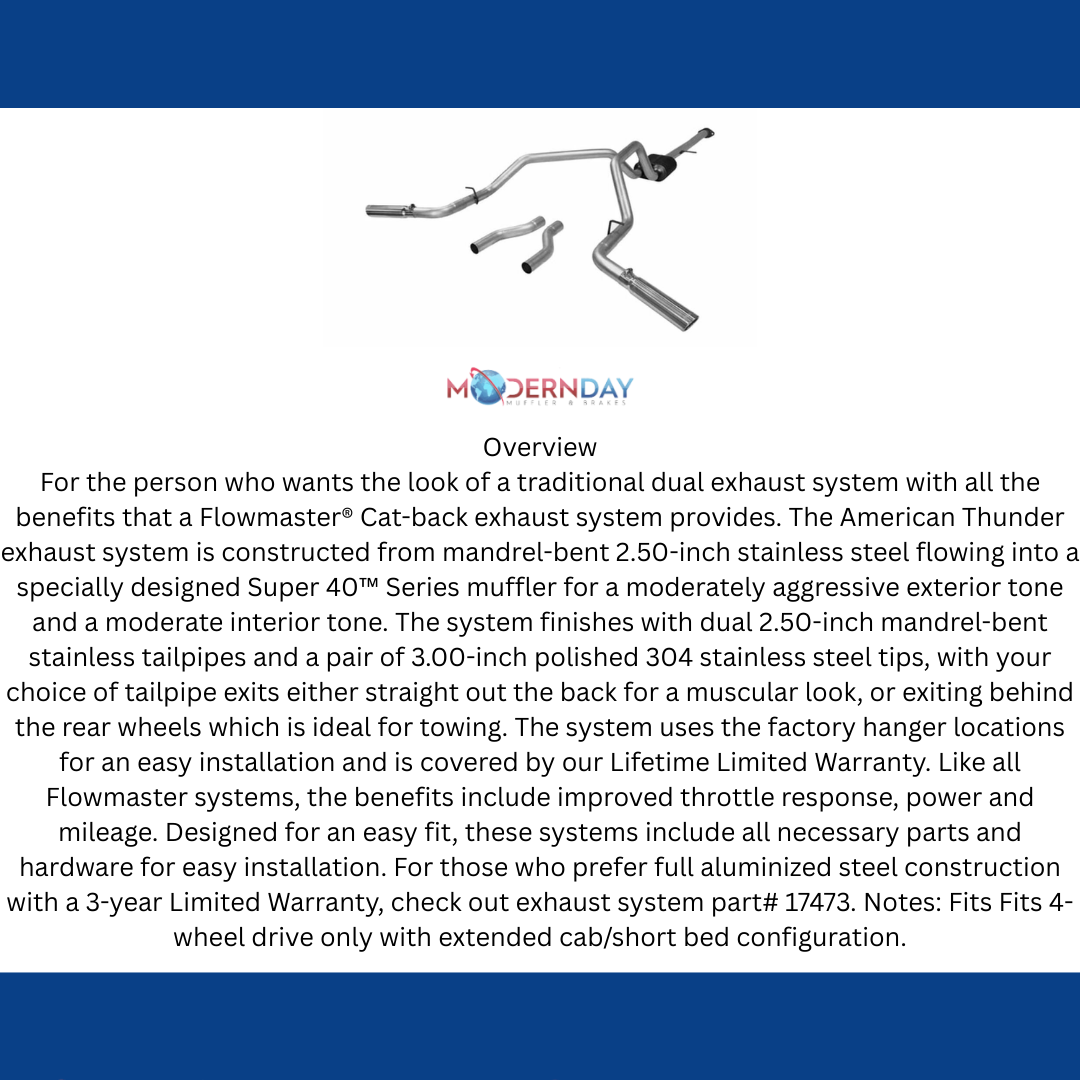 1993-1995 Chevrolet C1500 Cat-back Exhaust System Flowmaster American Thunder 817473
