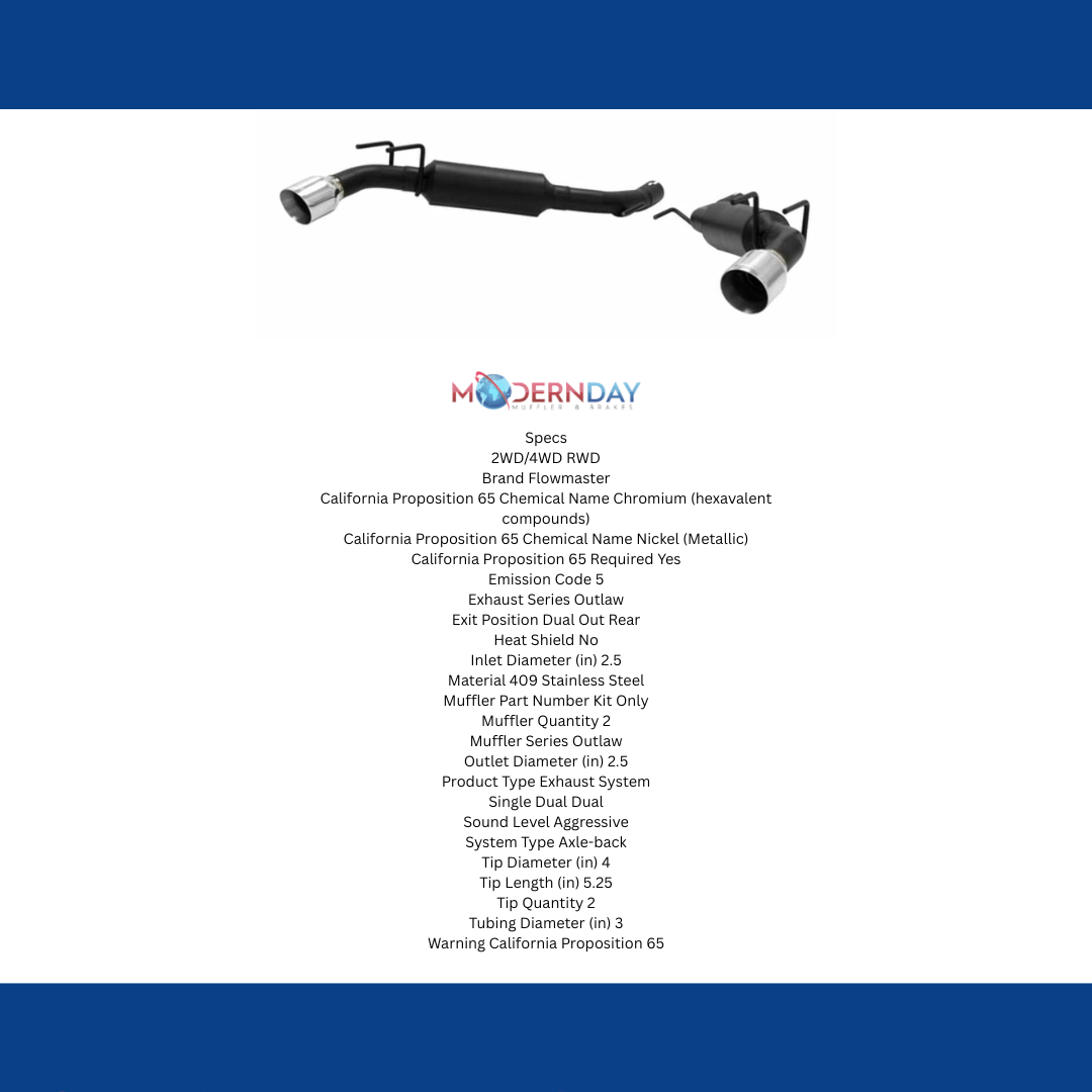 2014-2015 Chevrolet Camaro Axle-back Exhaust System Flowmaster Outlaw 817686