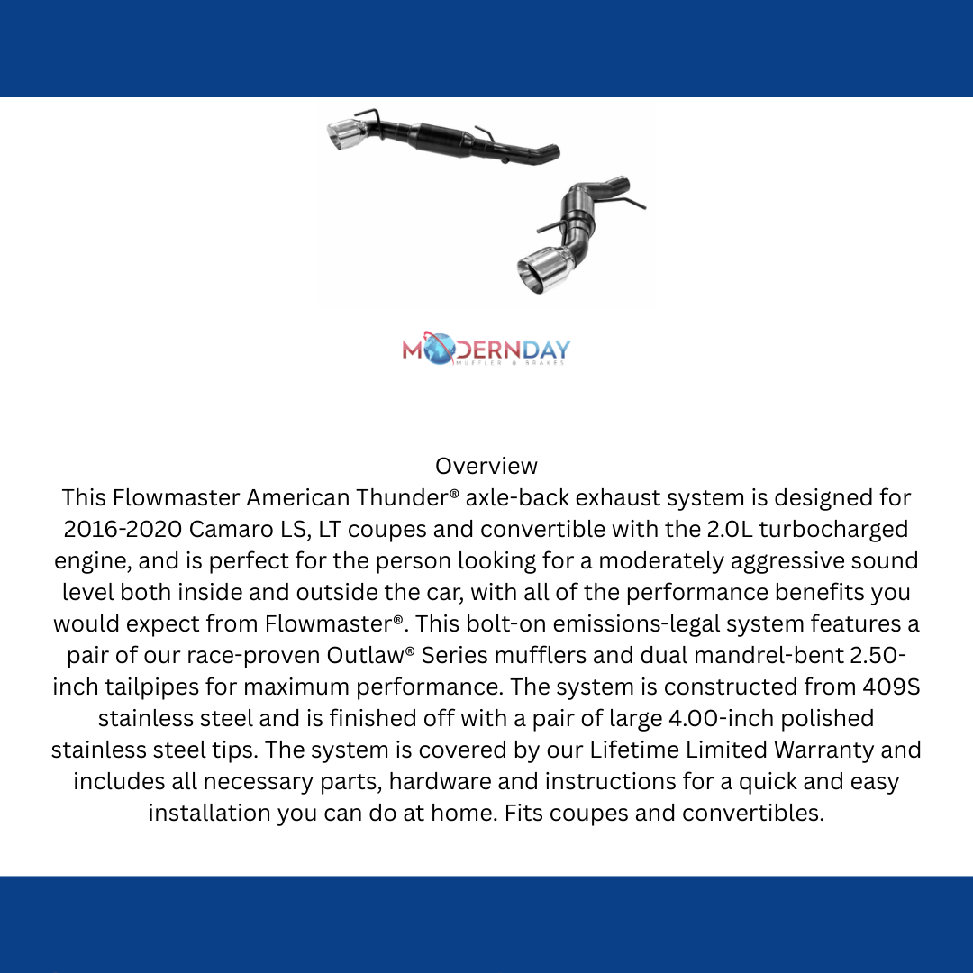 2016-2020 Chevrolet Camaro Cat-back Exhaust System Flowmaster American Thunder 817751