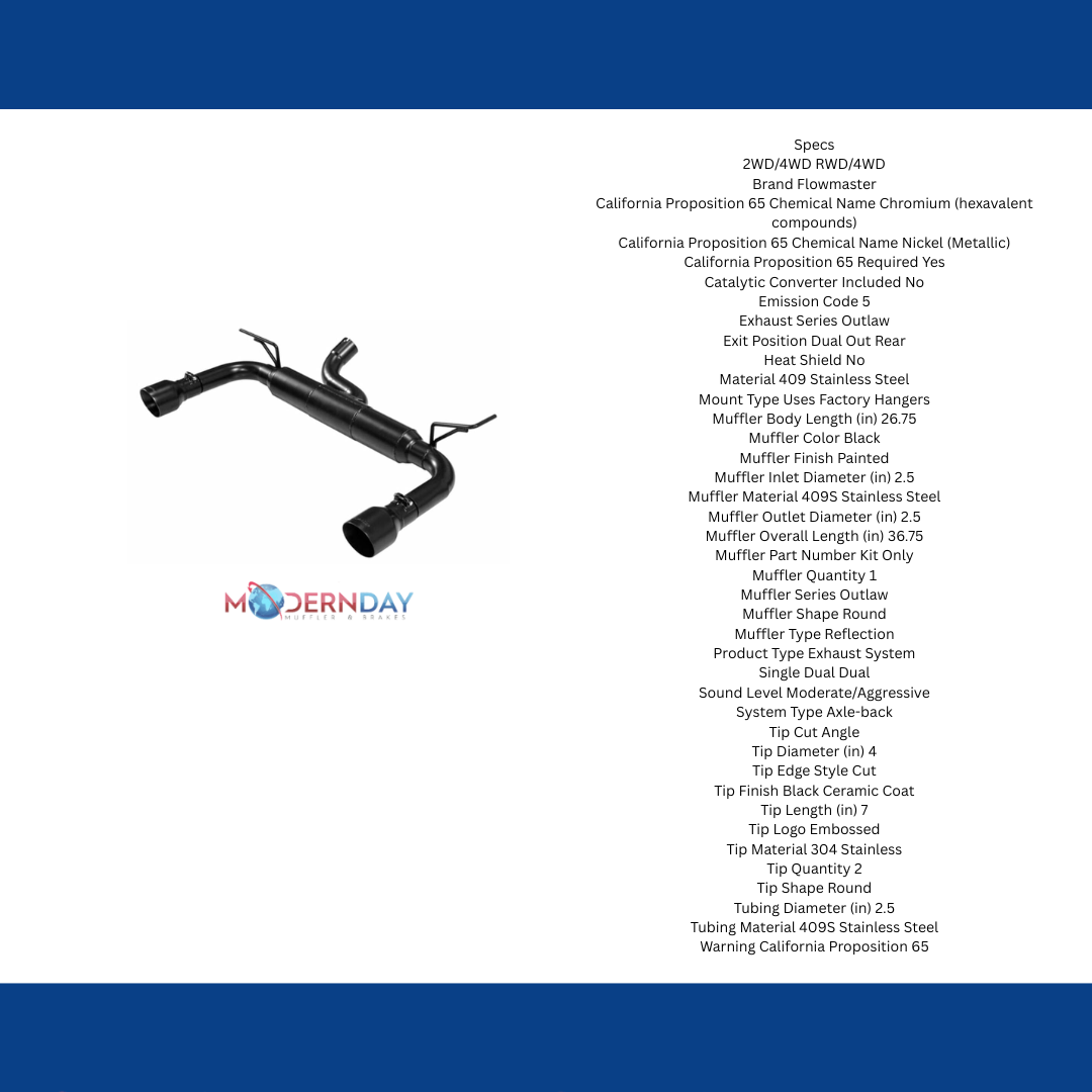 Flowmaster 817755 - Outlaw Axle-Back Exhaust System fits 2007-2011 Jeep Wrangler - with 3.8L Engine