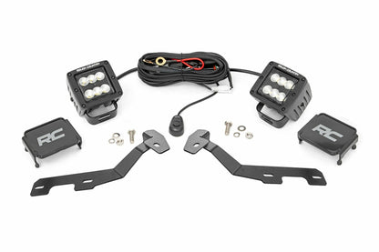 Fits Ram 1500 2&4WD (19-25) LED Light Kit; Ditch Mount; 2" Black Pair;  82291